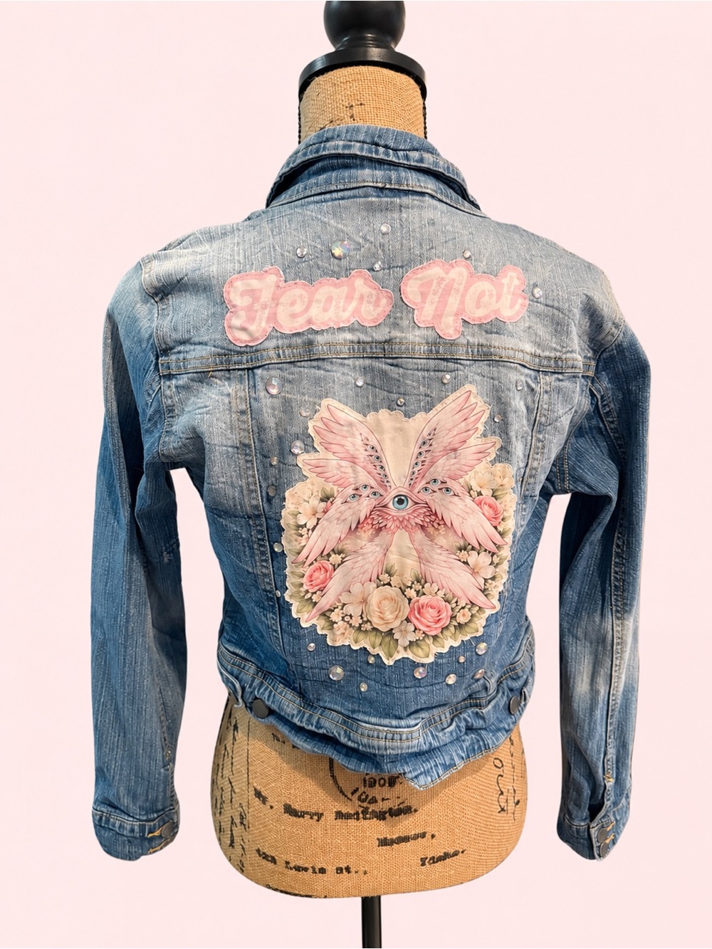 Fear Not Custom Denim Jacket – Size Medium ✨💗